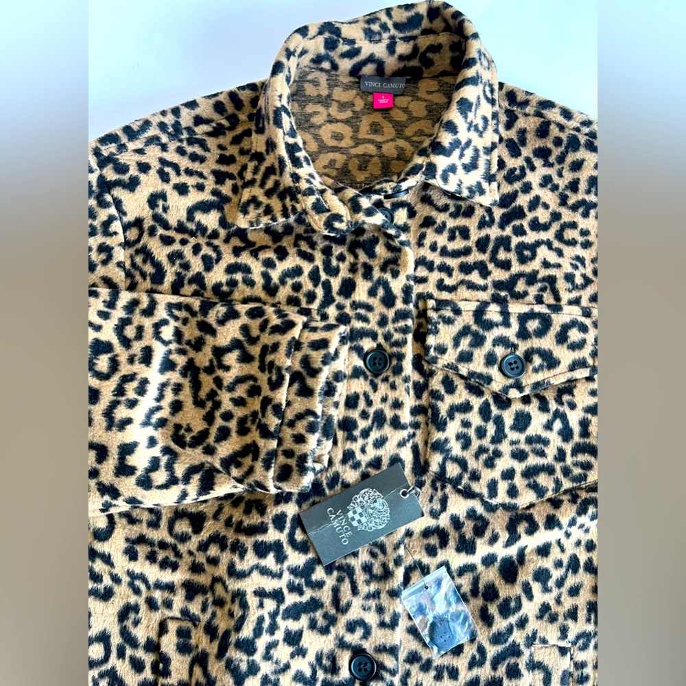 Vince Camuto‎ Women's Small Leopard Wool Blend Shacket Button Down NWT